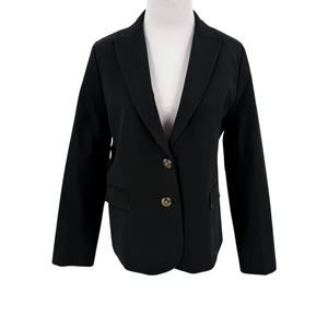J. Crew Womens Black Cotton-Blend Two-Button Blazer Size 10 BP095